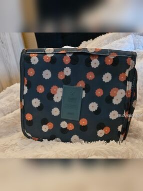 Navy Floral Cosmetic Bag